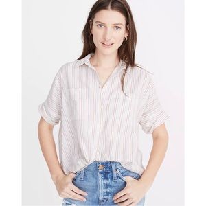Madewell Stitched Rainbow Stripe Short Sleeve Boxy Courier Shirt